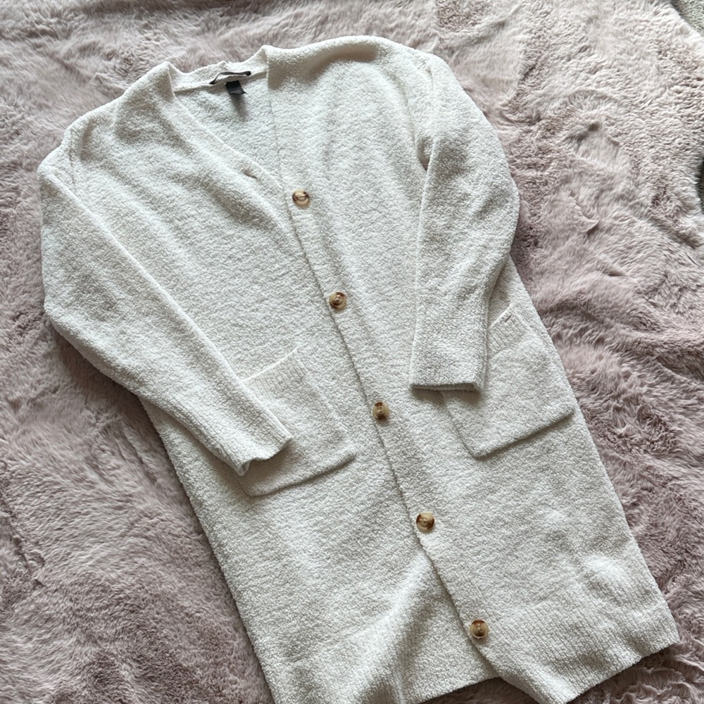 Victoria's Secret Ivory Button-Up Cardigan teddy bear soft